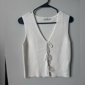Abercrombie & Fitch White Ribbed V-Neck Tie-Front Tank NWOT